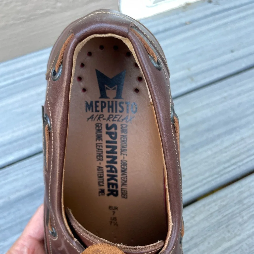 Mephisto Spinnaker Air Relax‎ Boat Shoes Men Brown Leather Size 7.5 Deck Loafer